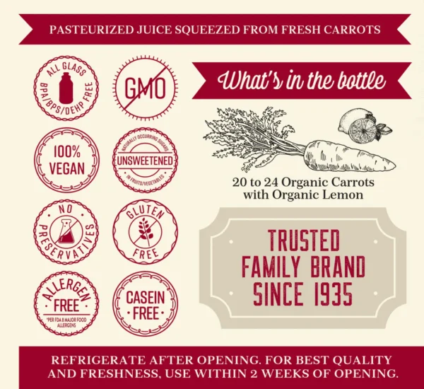 Organic Pure Carrot Juice | 32oz - Image 2